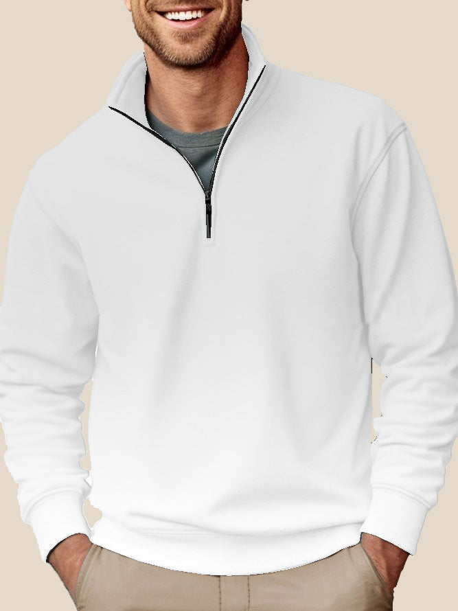 Herren nan Halbzip-Sweatshirt mit Stehkragen und weichem Fleece-Innenfutter EB