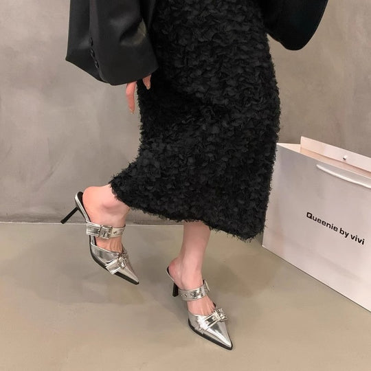 Damen elegante Slingback Pumps mit modischem Schnallen-Design EB