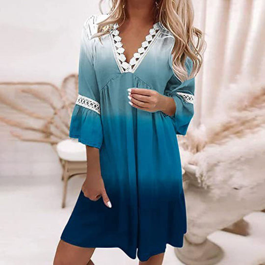 Damen Blumiges Tunika-Kleid mit Spitzenakzenten EB
