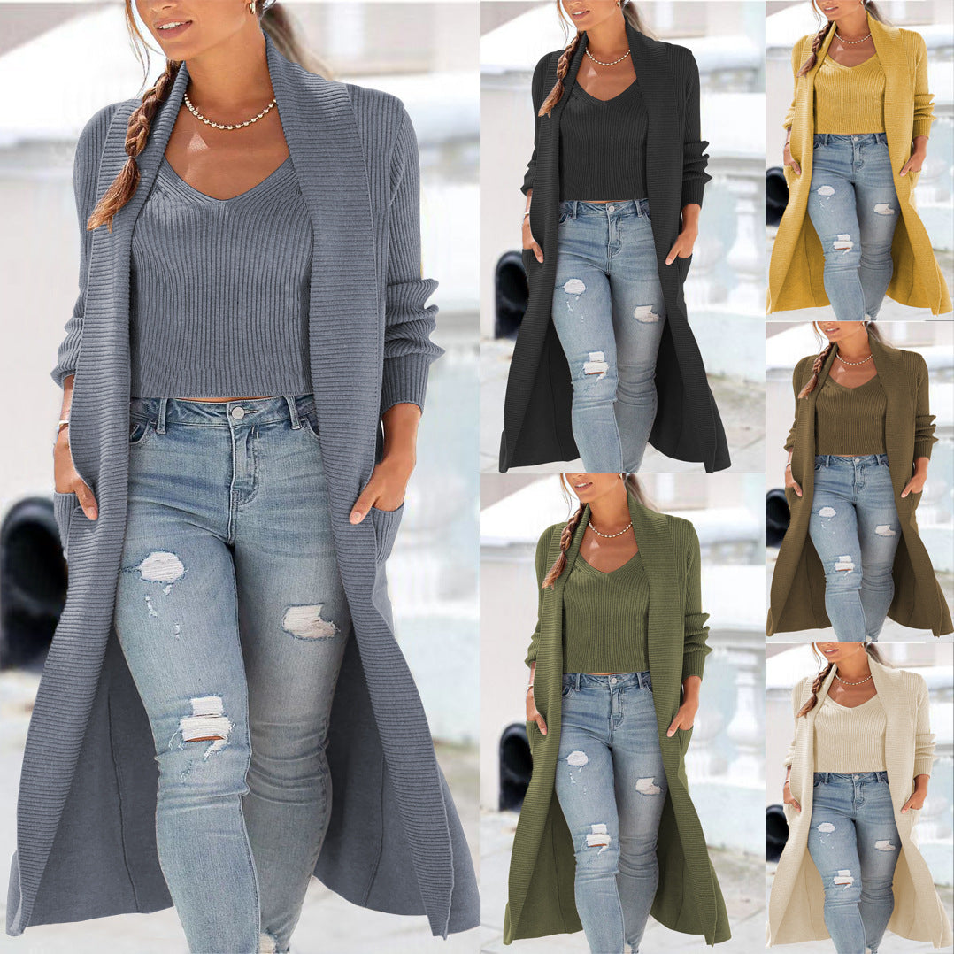 Damen Strickmantel mit elegantem offenen Schnitt EB