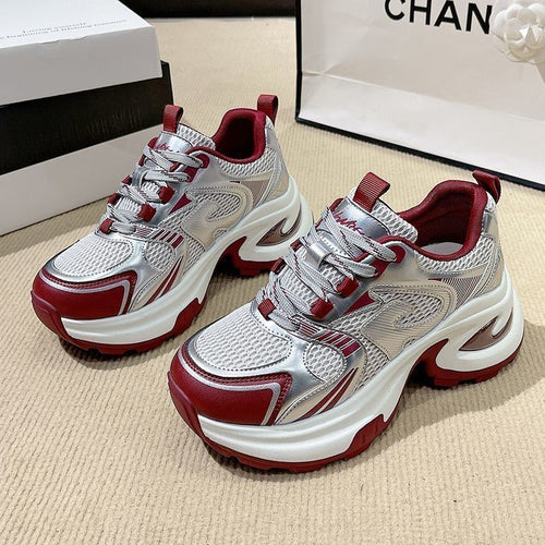Damen modische Sneakers mit atmungsaktiven Mesh-Einsätzen und dämpfender Sohle EB
