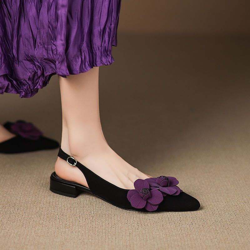 Damen Slingback Ballerinas mit floralen Akzenten EB
