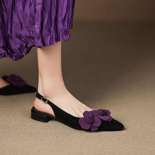Damen Slingback Ballerinas mit floralen Akzenten EB