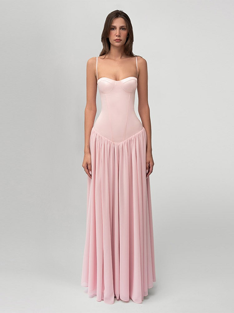 Damen nan modellierendes Bustier-Abendkleid mit vorgeformter Miederkonstruktion und weitfallendem Chiffon-Tellerrock EB