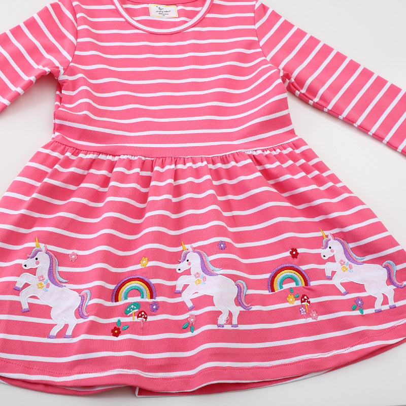 Mädchen Langarmkleid mit verspieltem Einhorn-Design EB