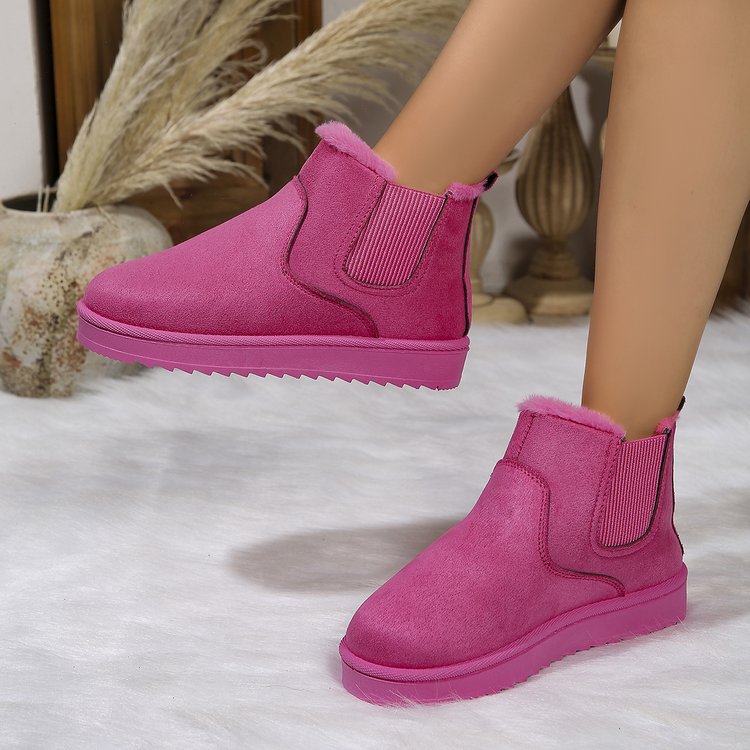 Damen  gefütterte Chelsea-Boots im Velours‑Look mit hohem Plateau‑Sohlenprofil und weichem Innenfutter EB