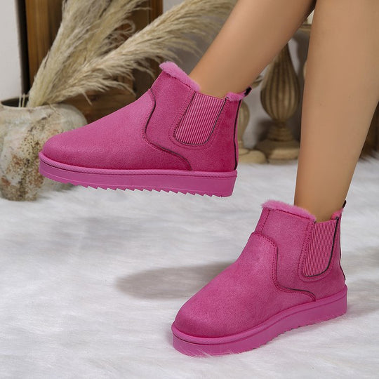 Damen  gefütterte Chelsea-Boots im Velours‑Look mit hohem Plateau‑Sohlenprofil und weichem Innenfutter EB