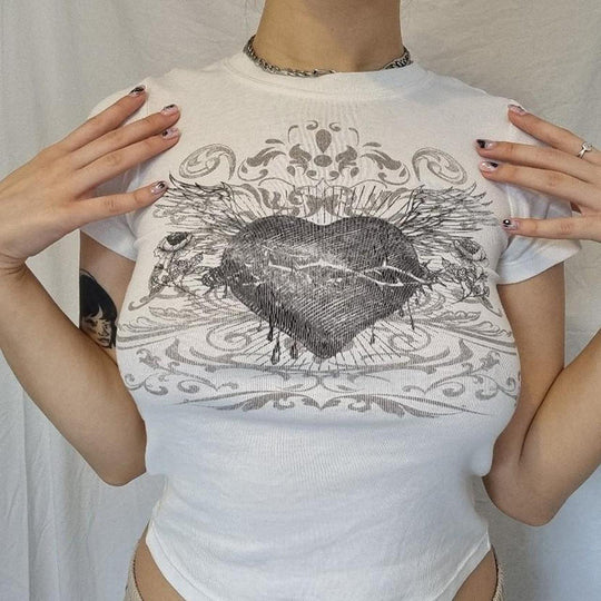 Damen T-Shirt mit kunstvollem Herz-Design EB