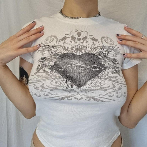 Damen T-Shirt mit kunstvollem Herz-Design EB