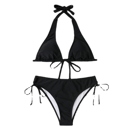 Damen Triangel-Bikini mit verstellbaren Trägern und seitlichem Bindeband EB