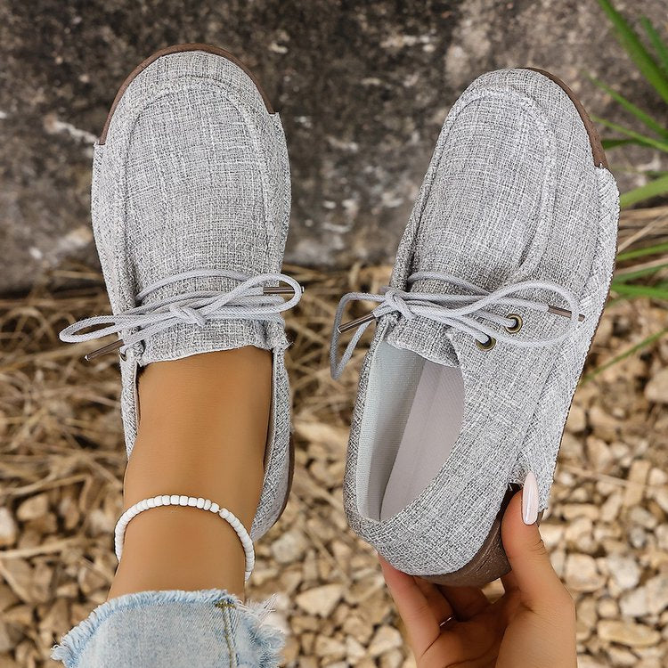 Damen bequeme Halbschuhe mit elastischen Schnürsenkeln und rutschfester Sohle EB