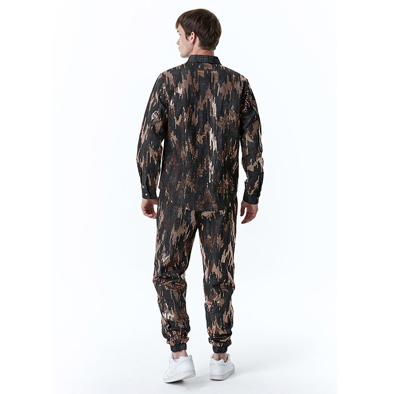 Herren Designer-Jogginganzug mit glitzerndem Muster EB