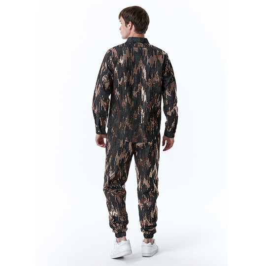 Herren Designer-Jogginganzug mit glitzerndem Muster EB