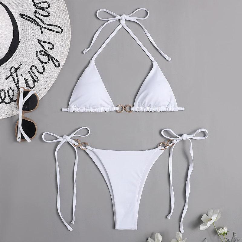 Damen Triangel-Bikini mit goldenen Ringdetails EB