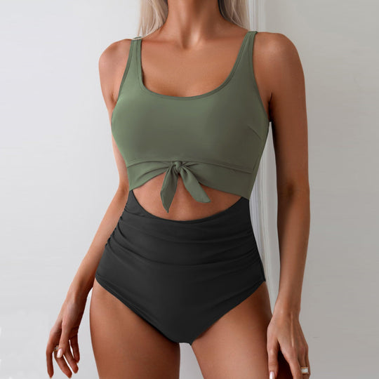 Damen Einteiliger Badeanzug mit trendigem Cut-Out-Design und verstellbarem Knoten EB