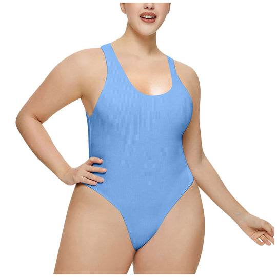 Damen Hochgeschnittenes Rib-Badeanzug EB