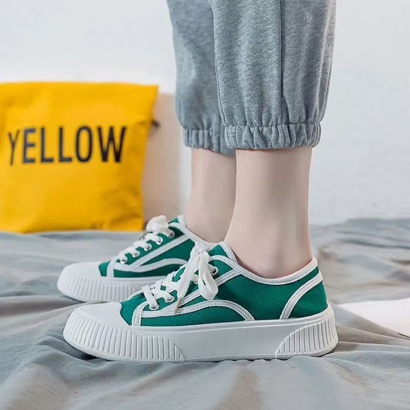 Damen lässige Stoff-Sneaker mit kontrastierendem Design EB