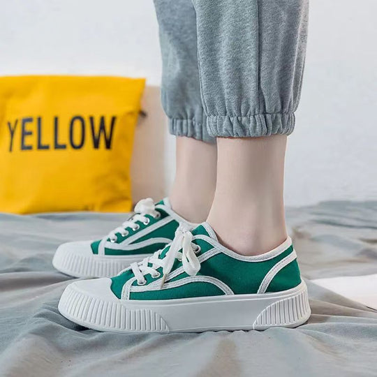 Damen lässige Stoff-Sneaker mit kontrastierendem Design EB