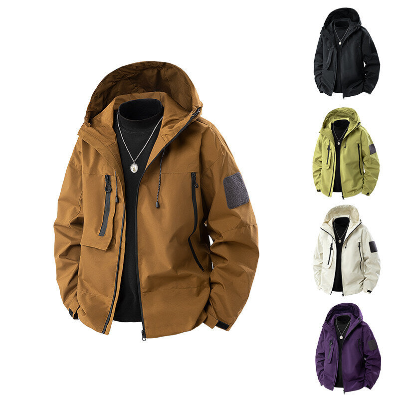 Herren wasserfeste Multifunktionsjacke mit Kapuze und praktischen Taschen EB