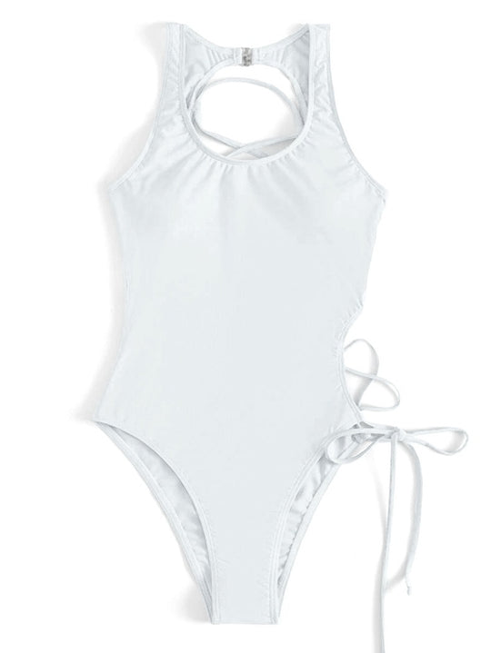 Damen Sportlicher Einteiler Badeanzug mit raffinierten Cut-Out-Details EB
