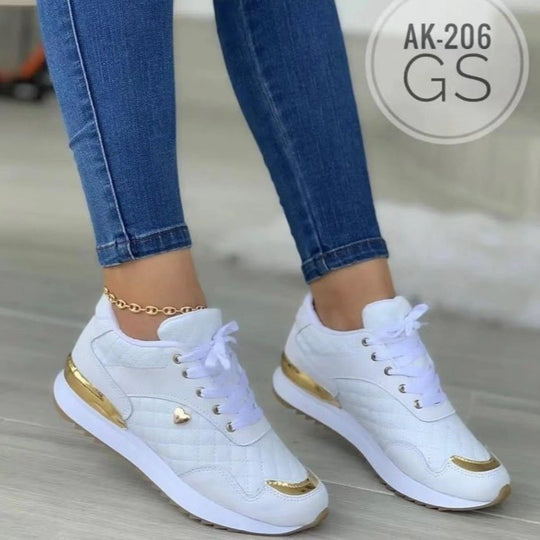 Damen modische Sneakers mit edlen Metalldetails und komfortabler Sohle EB
