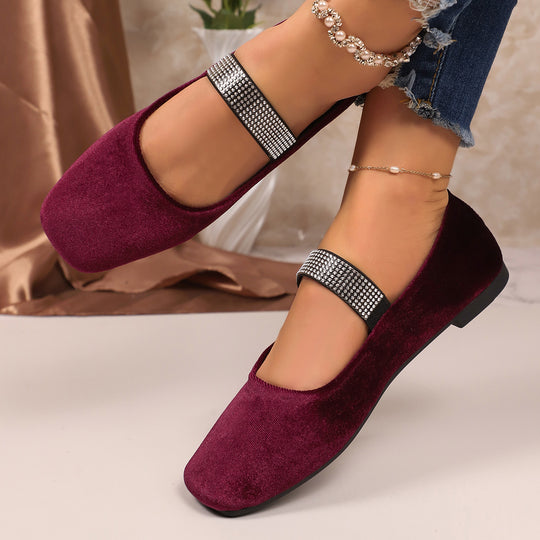 Damen Ballerinas mit glamourösem Riemchen und glitzerndem Schmuckdetail EB