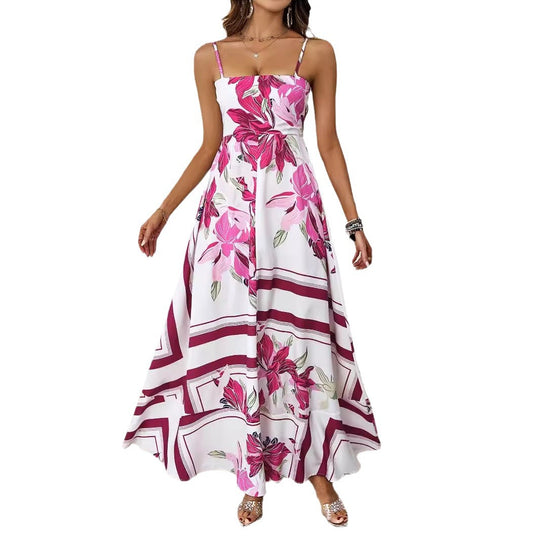 Damen Maxikleid mit modernem graphischem Druck und lockerer Passform EB