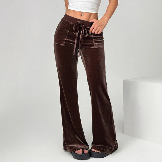 Damen Velours Freizeithose mit elastischem Bund und Taschen EB