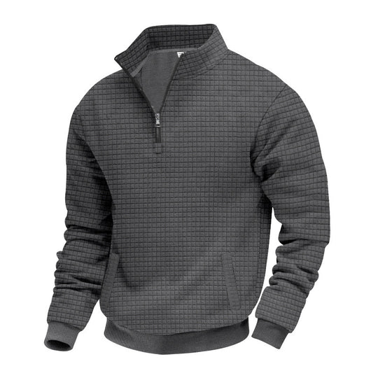 Herren nan gesteppter Halbzip-Sweater mit quadratischer Waffelstruktur und Kängurutasche EB