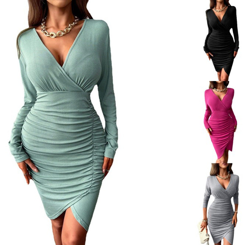 Damen Wickelkleid mit modischem Raffungseffekt EB
