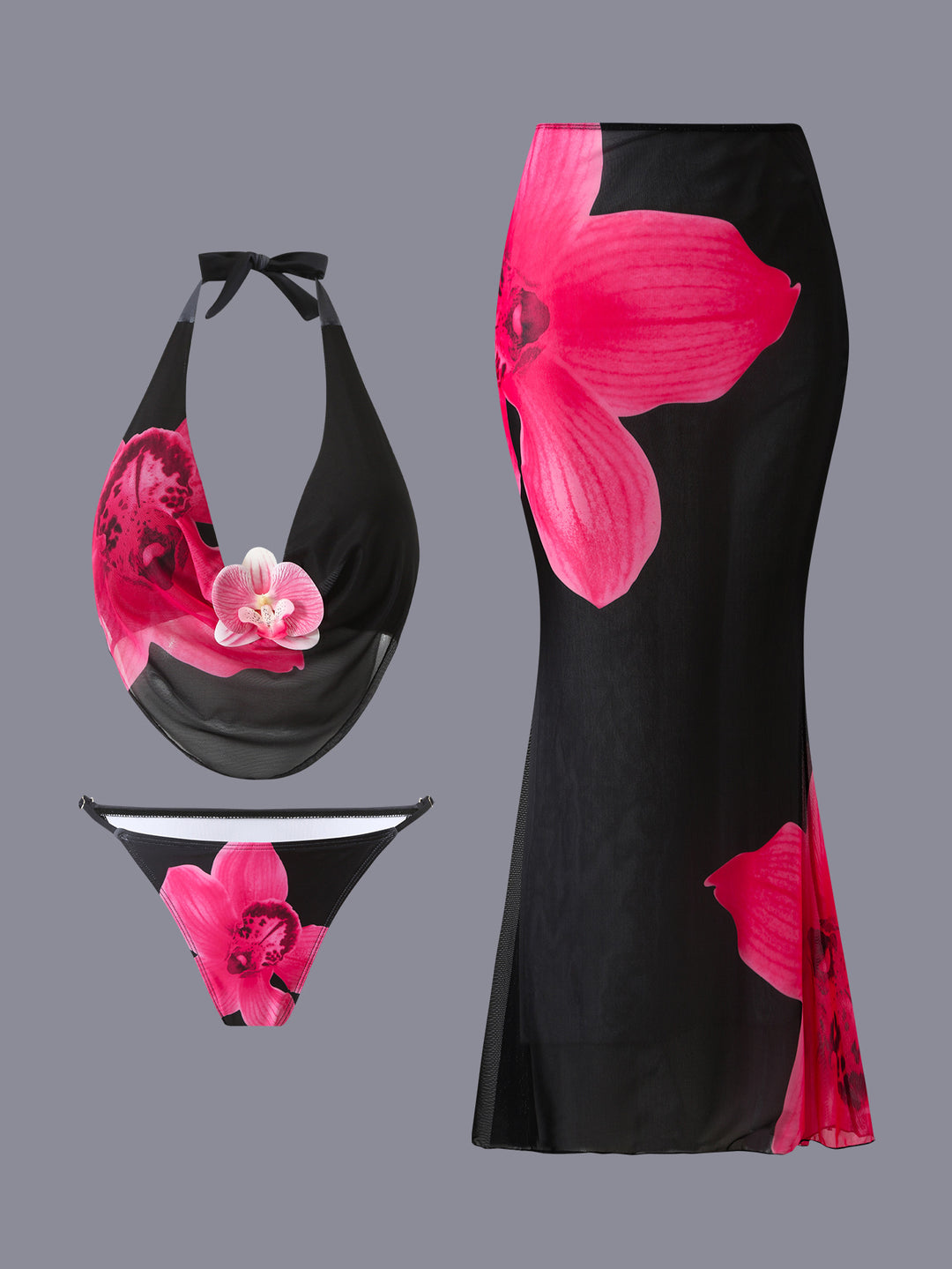 Damen Bikini-Set mit floralem Design und elegantem Wickeloberteil EB