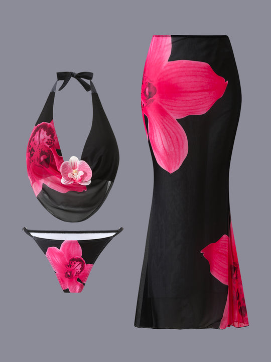 Damen Bikini-Set mit floralem Design und elegantem Wickeloberteil EB