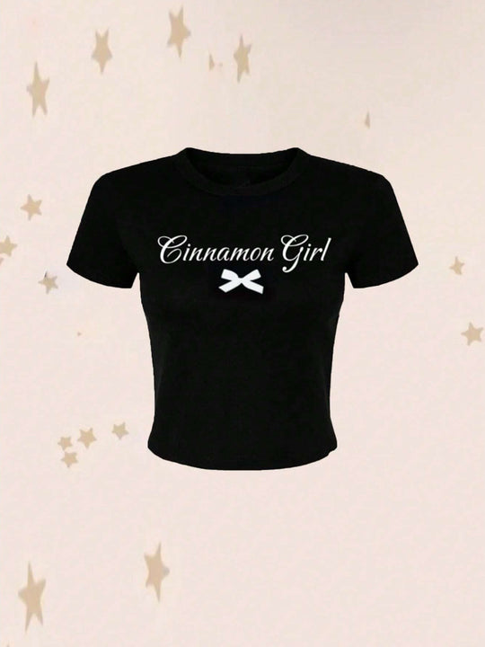 Damen Crop-T-Shirt mit kreativem Nostalgie-Druck und lässigem Schnitt EB