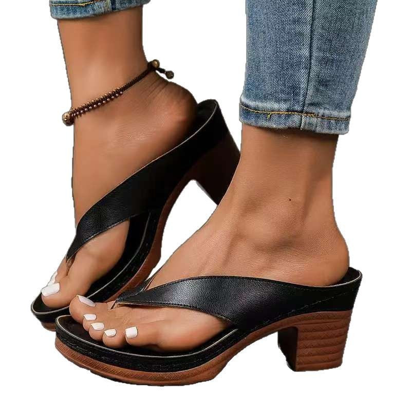 Damen Leder-Plateau-Sandalen EB