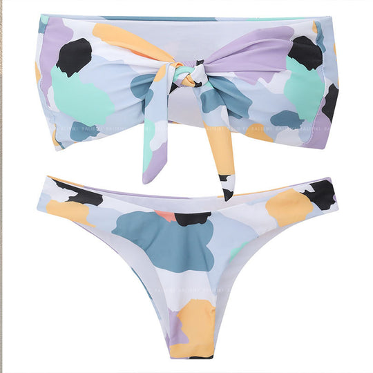 Damen Bikini-Set mit stilvollem Knotendesign und hohem Beinausschnitt EB