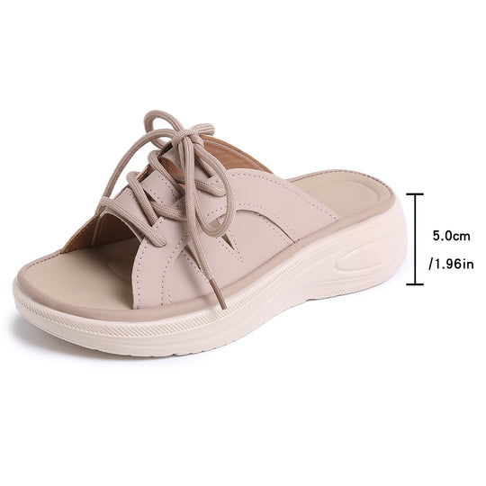 Damen Clogs mit angesagtem Schnürdesign und komfortabler Plateau-Sohle EB