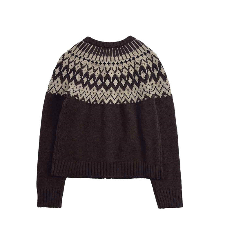 Damen Strickjacke mit traditionellem Norwegermuster EB