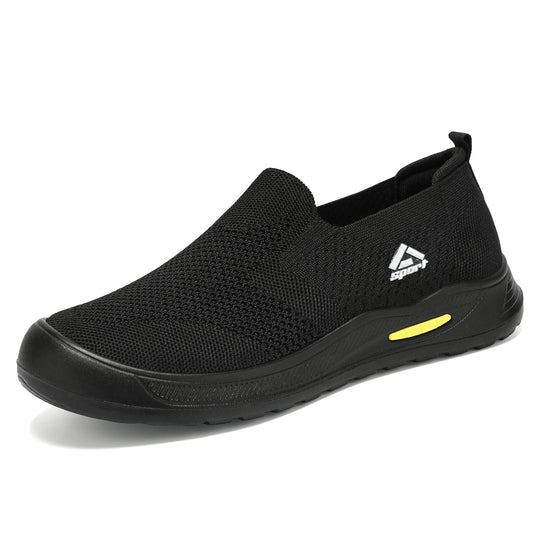 Herren nan atmungsaktiver Slip-On Arbeitsschuh mit nahtlosem Strickoberteil, stoßdämpfender EVA-Zwischensohle und rutschfester Gummilaufsohle EB