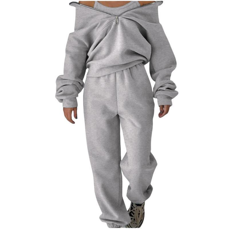 Damen Sweatshirt mit hohem Kragen und Reißverschluss EB
