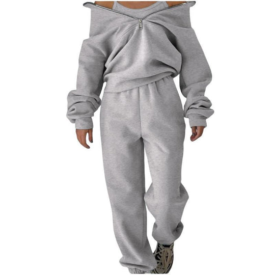 Damen Sweatshirt mit hohem Kragen und Reißverschluss EB