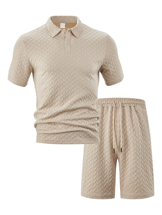 Herren elegantes Sport-Set mit strukturierter Oberfläche und bequemem Kurzarm-Polo EB