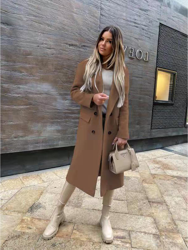 Damen Eleganter und zeitloser Wool Coat mit Doppelreiher EB