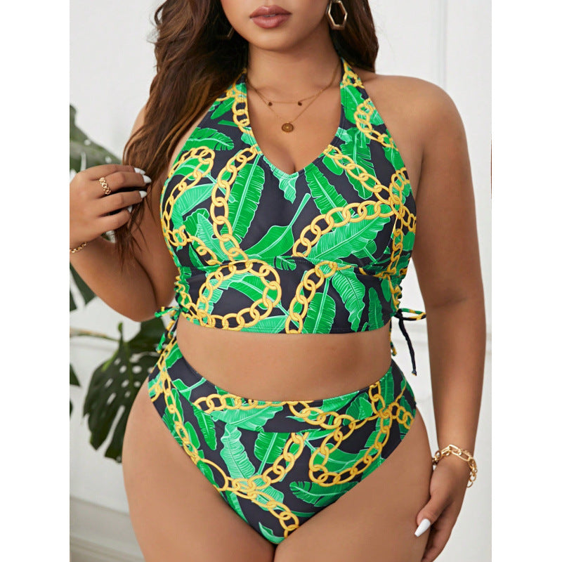 Damen Triangel-Bikini mit modischem Ketten-Design und seitlichen Raffungen EB