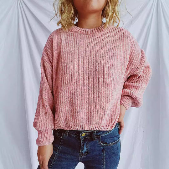 Damen Grobstrickpullover mit weitem Schnitt und strukturiertem Design EB