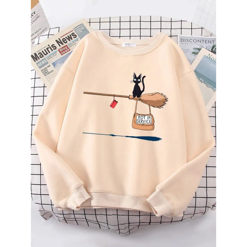 Damen Sweatshirt mit kreativem Katzenmotiv EB