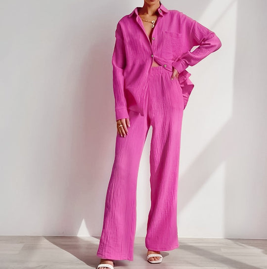 Damen Lässiges Zweiteiler-Set aus leichtem Material mit weitem Schnitt EB
