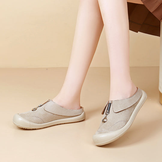 Damen modische Clogs mit praktischer Reißverschlussöffnung und rutschfester Sohle EB