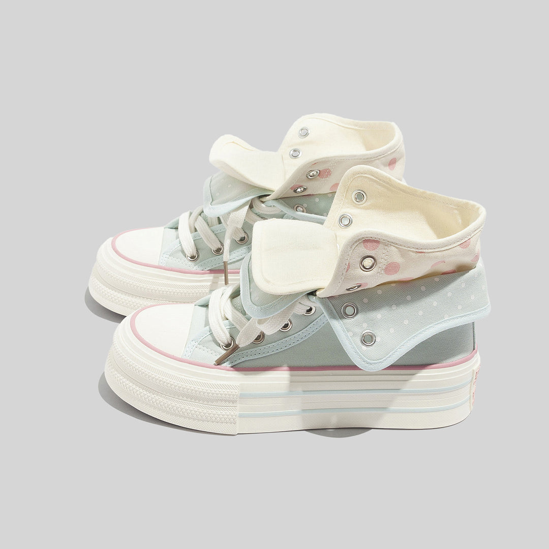 Damen Sneakers mit ausdrucksvoller Klappfunktion und modischem Punktemuster EB