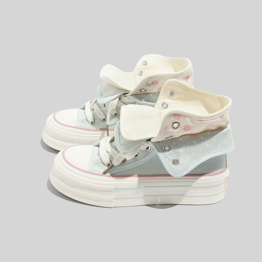Damen Sneakers mit ausdrucksvoller Klappfunktion und modischem Punktemuster EB