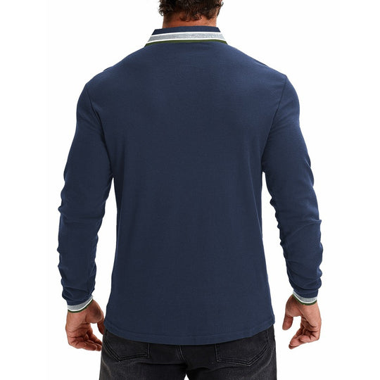 Herren Langarm-Polohemd mit modernem Kragen und attraktiven Akzenten EB